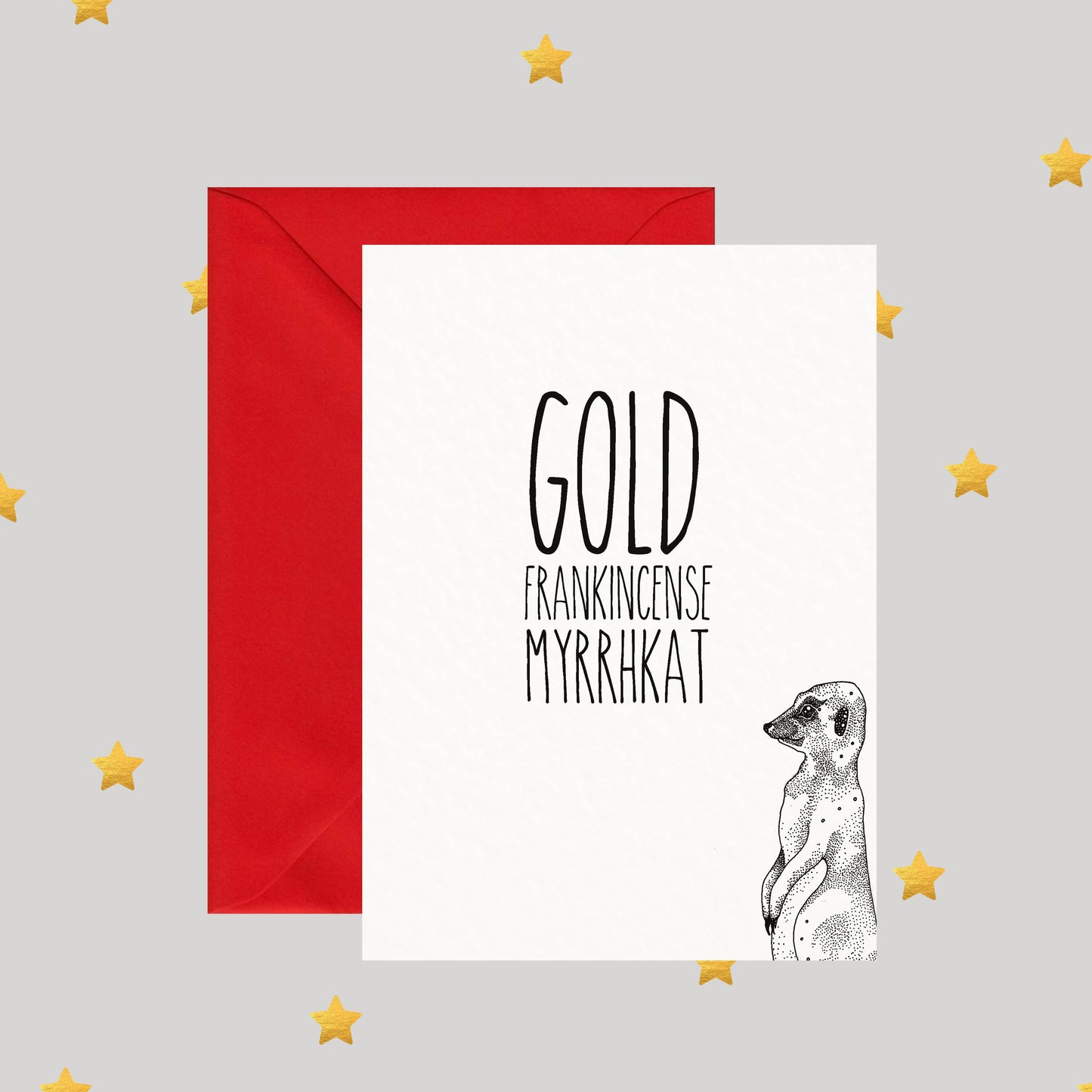 Gold, Frankincense and Myrrhkat - Pun Greeting Card