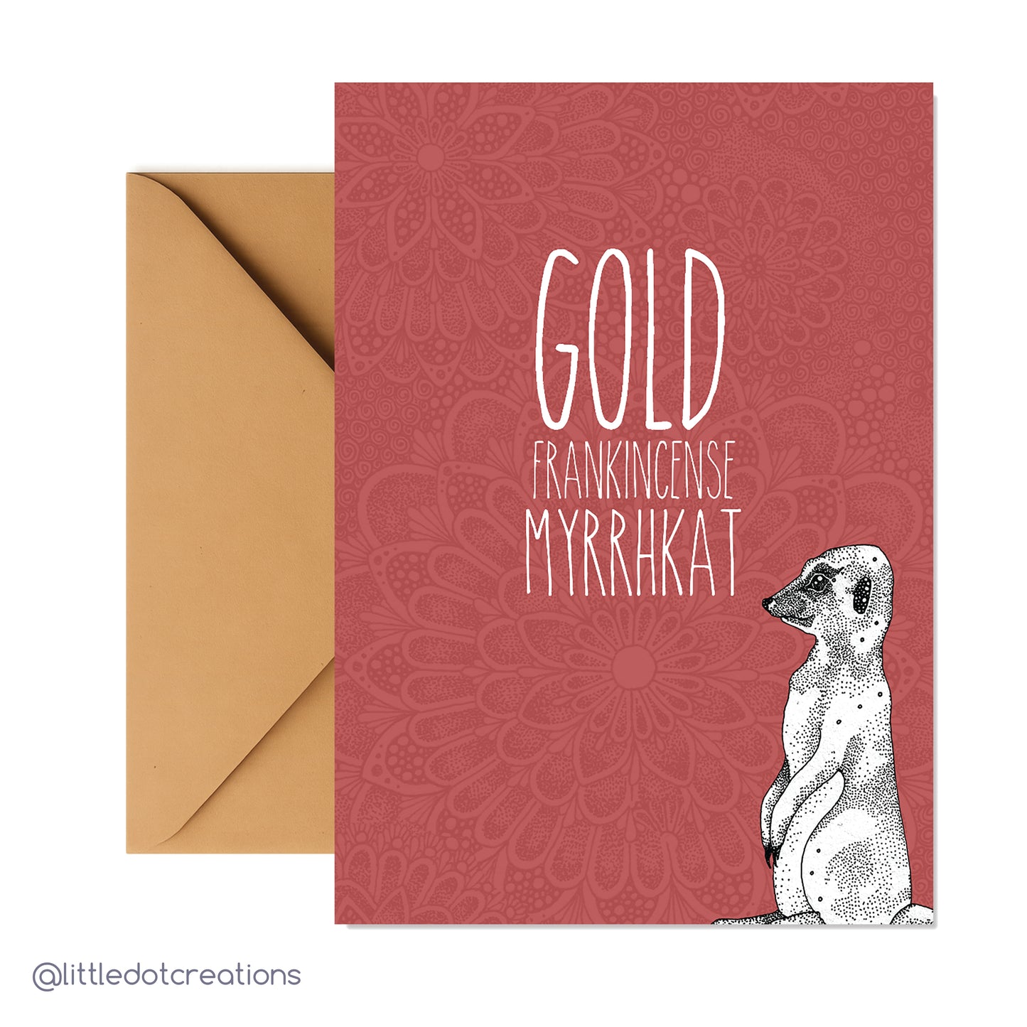 Christmas Card - Gold Frankincense Myrrhkat