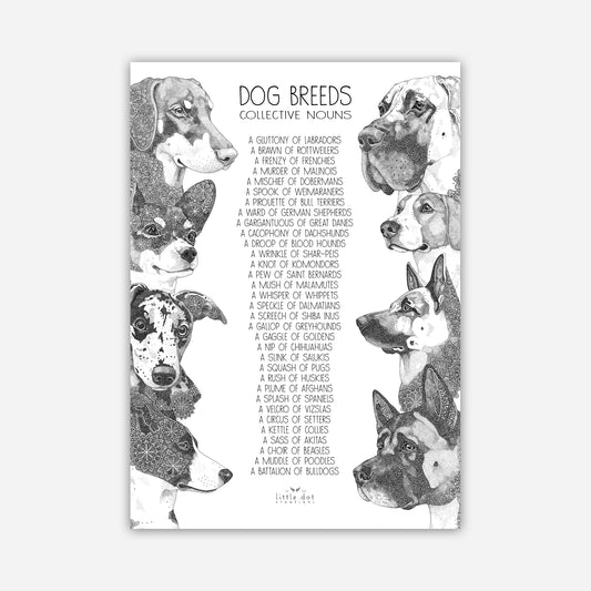 A3 Print - Dog Breed Collective Nouns